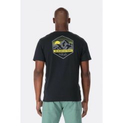 Koszulka bawełniana męska Rab Stance Mountain Peak Tee z krótkim rękawem. Czarne koszulki sportowe męskie RAB, m, bez wzorów, z bawełny, bez kołnierzyka, bez ramiączek, trekkingowe. Za 102.99 zł.