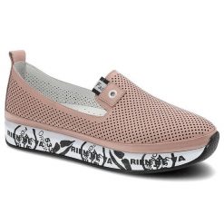 Różowe Półbuty Ravini Modne Buty Damskie. Czerwone półbuty damskie Ravini, na wiosnę, bez wzorów, bez obcasa, bez zapięcia. Za 239.00 zł.