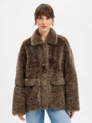 EDITED Damska kurtka ze sztucznego futra - Amia Kobiety brązowy jednolity, 34. Brązowe kurtki damskie Edited, bez wzorów, ze skóry, bez kaptura. Za 749.95 zł.