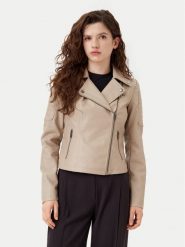 Noisy May Kurtka z imitacji skóry Rebel 27000741 Beżowy Slim Fit. Brązowe kurtki damskie Noisy may, l, bez wzorów, ze skóry, bez kaptura. Za 159.99 zł.
