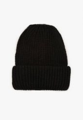 Czarna Czapka Beanie z Wiskozą z Prążkowanego Materiału Ozdobiona Metaliczną Nicią Temitana. Czarne czapki i kapelusze damskie Renee, z aplikacjami, z jeansu, eleganckie. Za 24.99 zł.