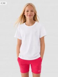 T-SHIRT DZIEWCZĘCY 4F KOSZULKA DZIECIĘCA 158. Niebieskie t-shirty i topy dla dziewczynek 4f, bez wzorów, z bawełny, bez ramiączek. Za 29.99 zł.