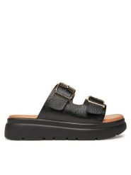 Clara Barson Klapki H3T9409-6 Czarny. Czarne klapki damskie Clara Barson, bez wzorów, z materiału, bez obcasa. Za 95.99 zł.