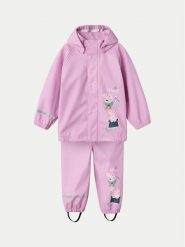 NAME IT Komplet przeciwdeszczowy 13231835 Różowy Regular Fit. Czerwone spodnie materiałowe dla dziewczynek Name it, bez wzorów, z syntetyku. Za 159.99 zł.