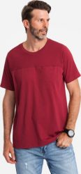 T-shirt LOOSE FIT męski z kieszonką czerwony V3 OM-TSCT-0171 XXL. Czerwone t-shirty męskie Ombre, m, bez wzorów, bez kołnierzyka. Za 164.91 zł.