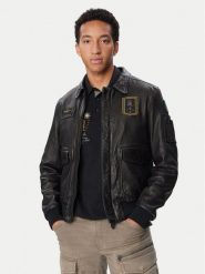 Aeronautica Militare Kurtka skórzana 262PN0895U100839 Czarny Regular Fit. Czarne kurtki męskie Aeronautica Militare, m, bez wzorów, ze skóry, bez kaptura. Za 3,279.00 zł.