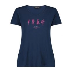 T-shirt z szerokim dekoltem damski CMP. Niebieskie t-shirty damskie CMP, bez wzorów, z materiału, bez kołnierzyka. Za 163.50 zł.