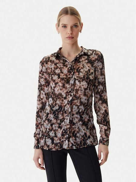 Guess Koszula W6RH73 WDW82 Brązowy Regular Fit. Brązowe bluzki damskie Guess, xl, z aplikacjami, bez kołnierzyka, bez ramiączek. Za 344.99 zł.
