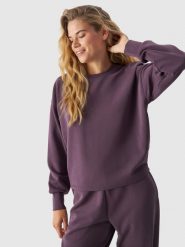 4F Bluza dresowa cropped z modalem damska - fioletowa XL. Fioletowe bluzy damskie 4f, xl, bez wzorów, z dresówki, bez kaptura. W wyprzedaży za 59.99 zł.
