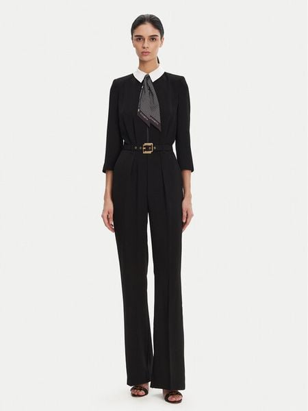 Elisabetta Franchi Kombinezon TU-047-52E2 Czarny Regular Fit. Czarne sukienki damskie Elisabetta Franchi, bez wzorów, z syntetyku, bez kołnierzyka, bez ramiączek. Za 1,849.00 zł.