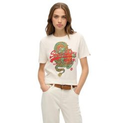 Damska koszulka na co dzień Superdry Vintage Logo Tokyo. Czerwone t-shirty damskie Superdry., l, bez wzorów, eleganckie, bez kołnierzyka. Za 155.35 zł.