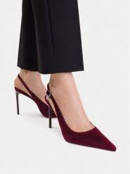 Nine West Szpilki EO-TS6384-02 Bordowy. Czerwone szpilki damskie Nine West, bez wzorów, z materiału, bez obcasa, bez zapięcia. Za 279.99 zł.