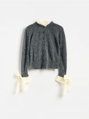 Kardigan z domieszką wełny - szary. Szare kardigany damskie Reserved, l, bez wzorów, z dzianiny. Za 239.99 zł.