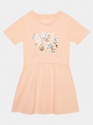 Guess Sukienka codzienna K4GK07 KAE23 Koralowy Regular Fit. Pomarańczowe sukienki dla dziewczynek Guess, z aplikacjami, z bawełny, bez ramiączek. Za 169.99 zł.