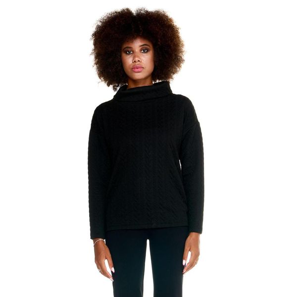 Szary damski sweter Leone z warkoczami. Czarne bluzy sportowe damskie LEONE 1947 APPAREL, l, bez wzorów, z tkaniny, sportowe, bez kołnierzyka, bez ramiączek, bez kaptura. W wyprzedaży za 182.75 zł.