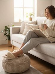 Kapcie z futerkiem - pomarańczowy. Brązowe kapcie damskie Sinsay, bez wzorów. Za 25.99 zł.