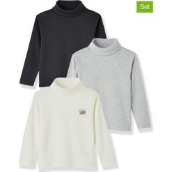 Bluzy (3 szt.) w kolorze czarnym, kremowym i szarym. Białe bluzy dla niemowląt Vertbaudet Boys, z aplikacjami, z bawełny, bez ramiączek, bez kaptura. W wyprzedaży za 37.95 zł.