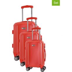 Zestaw walizek w kolorze koralowym - 3 szt. Walizki męskie Platinium, z materiału. W wyprzedaży za 599.95 zł.