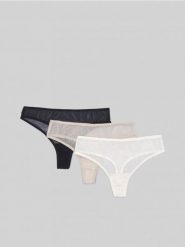 Majtki stringi 3 pack - wielobarwny. Stringi damskie Sinsay, l, bez wzorów, z koronki. Za 25.99 zł.