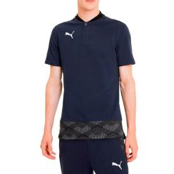 Koszulka Polo Męska Logo Sportowa. Niebieskie koszulki polo męskie Puma, m, bez wzorów, z bawełny, sportowe, bez ramiączek. Za 59.60 zł.