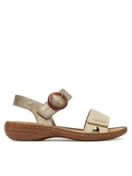 Rieker Sandały 608Z3-60 Beżowy. Brązowe sandały damskie Rieker, bez wzorów, z syntetyku, bez obcasa, na płaskiej podeszwie, bez zapięcia. Za 209.99 zł.