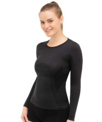 Koszulka damska z długim rękawem Brubeck COMFORT WOOL. Czarne t-shirty damskie Brubeck, m, bez wzorów, z dzianiny, bez kołnierzyka. Za 199.99 zł.