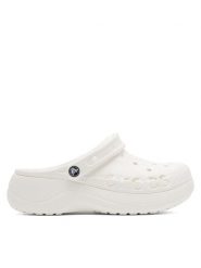 Crocs Klapki C-BAYA PLATFORM CLOG 208186-100 Biały. Białe klapki damskie Crocs, bez wzorów, z materiału, bez obcasa. Za 199.99 zł.