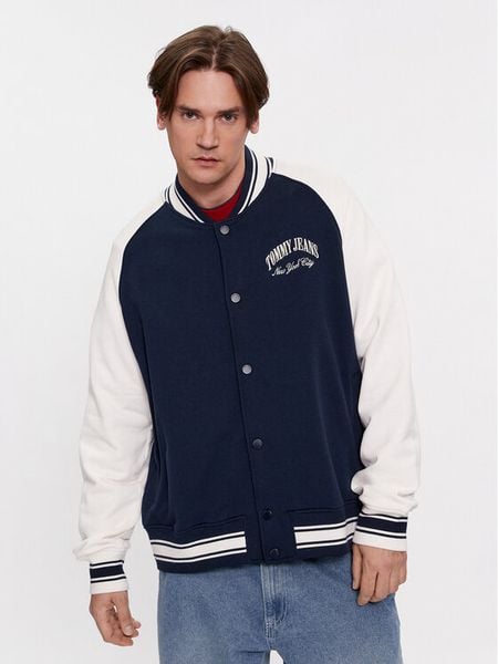 Tommy Jeans Bluza Varsity DM0DM18400 Granatowy Relaxed Fit. Niebieskie bluzy męskie Tommy Jeans, m, bez wzorów, z bawełny, bez kaptura. Za 389.99 zł.