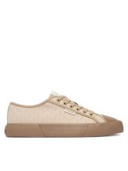 Calvin Klein Trampki Vulc Low Laceup Aop Canvas HW0HW03142 Beżowy. Brązowe trampki i tenisówki damskie Calvin Klein, bez wzorów, z materiału, bez zapięcia. Za 359.99 zł.