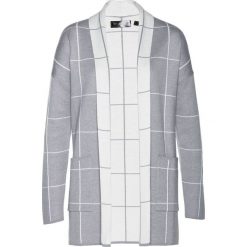 Sweter bez zapięcia bonprix szaro-biały w kratę. Swetry damskie bonprix. Za 69.99 zł.