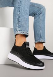 Czarne Buty Sportowe Sneakersy z Siateczkową Cholewką Helazia. Czarne obuwie sportowe damskie Renee, bez wzorów, z jeansu. Za 59.99 zł.