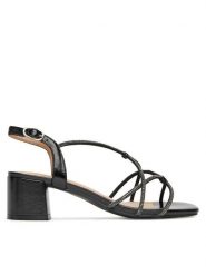 Clara Barson Sandały WS24055-03 Czarny. Czarne sandały damskie Clara Barson, bez wzorów, ze skóry, bez obcasa, na słupku, bez zapięcia. Za 99.99 zł.