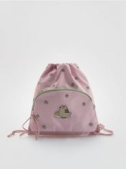 Plecak worek Pusheen - różowy. Czerwone torby i plecaki dziecięce Reserved, z tkaniny. Za 59.99 zł.