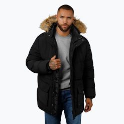 Kurtka męska Pitbull Forest Hooded Parka. Czarne kurtki sportowe męskie PITBULL, na zimę, m, bez wzorów, z materiału, sportowe, bez kaptura. Za 489.99 zł.