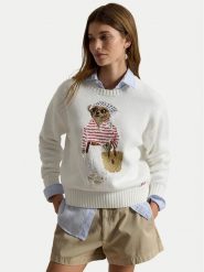 Polo Ralph Lauren Sweter 211A12723001 Biały Relaxed Fit. Białe swetry damskie Polo Ralph Lauren, xl, bez wzorów, z bawełny, bez kołnierzyka, bez ramiączek, bez kaptura. Za 2,699.00 zł.