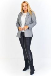 Ptak Moda Żakiet damski bez zapięcia M61607 szary r. 48. Szare żakiety damskie Ptak Moda, m, bez wzorów. Za 20.91 zł.