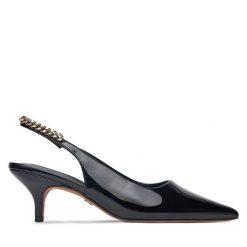 Czółenka Nine West. Czarne czółenka damskie Nine West, bez wzorów, bez obcasa, bez zapięcia. Za 229.99 zł.