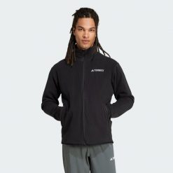 Kurtka Multi Essentials Full-Zip Fleece. Czarne kurtki sportowe męskie Adidas, l, bez wzorów, z materiału, trekkingowe. Za 219.00 zł.