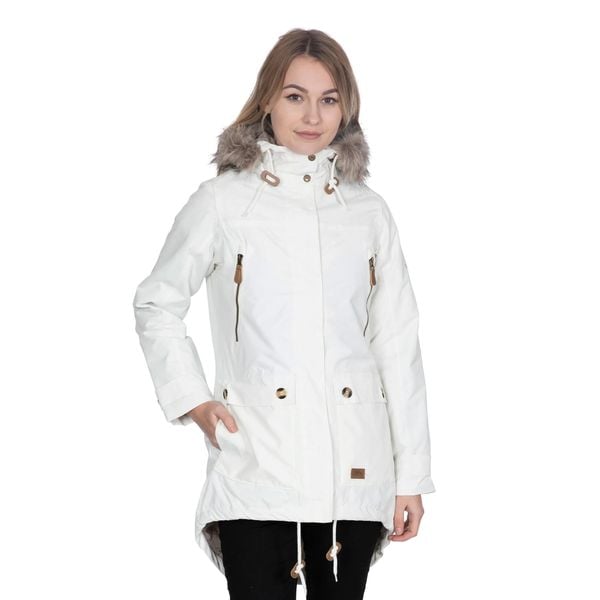 Parka Damska Wodoodporne Clea. Białe parki damskie Trespass, l, bez wzorów, z materiału, z kapturem. Za 253.99 zł.