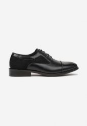 Czarne Półbuty Eleganckie z Wkładką ze Skóry Naturalnej Vevima. Czarne eleganckie półbuty Born2be, z jeansu, eleganckie, bez zapięcia. Za 89.99 zł.