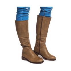 Zielone Wysokie Ocieplane Kozaki BL2830 Khaki. Zielone kozaki damskie ButyModne, bez obcasa, na obcasie. Za 94.99 zł.