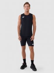 4F Legginsy krótkie treningowe męskie - czarne L. Czarne legginsy sportowe męskie 4f, l, bez wzorów, z dzianiny, krótkie, do biegania. Za 109.99 zł.