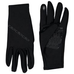 Rękawiczki stretch dla kobiet CMP. Czarne rękawiczki damskie Campagnolo, bez wzorów, z jersey. Za 163.50 zł.