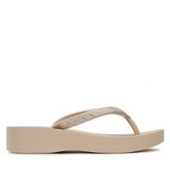 Japonki Ipanema. Brązowe klapki damskie Ipanema, bez wzorów, z meshu, bez obcasa. Za 99.99 zł.