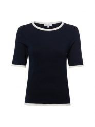 Marie Lund Sweter Kobiety wiskoza niebieski, S. Niebieskie swetry damskie Marie Lund, s, bez wzorów, z wiskozy, eleganckie, bez kołnierzyka, bez ramiączek, krótkie, bez kaptura. Za 139.95 zł.
