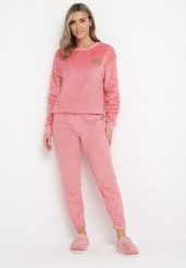Różowy Dzianinowy Komplet Piżamowy z Bluzą i Spodniami Jogger Javva. Czerwone bluzy damskie Born2be, xl, bez wzorów, z dzianiny, bez ramiączek. Za 44.99 zł.