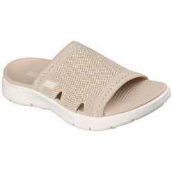 Sandały damskie Skechers Go Walk Flex Sandal Isabell. Brązowe sandały damskie Skechers, bez wzorów, z materiału, bez obcasa, bez zapięcia. Za 390.00 zł.