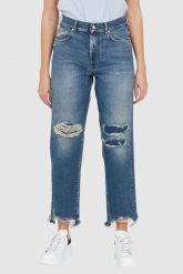 7 FOR ALL MANKIND Błękitne jeansy damskie THE MODERN STRAIGHT Z DZIURAMI. Niebieskie jeansy damskie 7 for all mankind. W wyprzedaży za 499.99 zł.