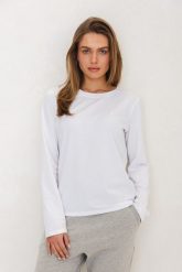 BLUZKA INGA BIAŁA Z HAFTEM S - Flawless. Białe bluzki damskie Flawless, s, bez wzorów, z bawełny, biznesowe, bez kołnierzyka, bez ramiączek. Za 227.00 zł.