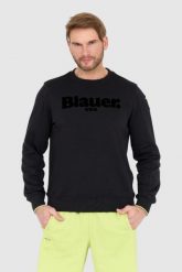 BLAUER Czarna bluza. Czarne bluzy męskie Blauer USA, l, bez wzorów, bez kaptura. W wyprzedaży za 279.99 zł.